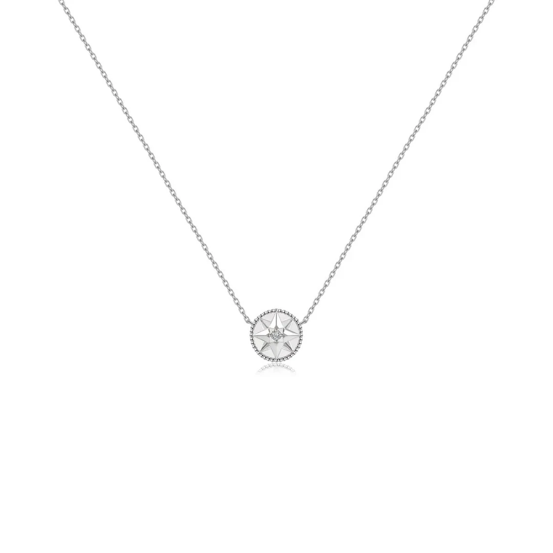 母贝八芒星罗盘项链-0271