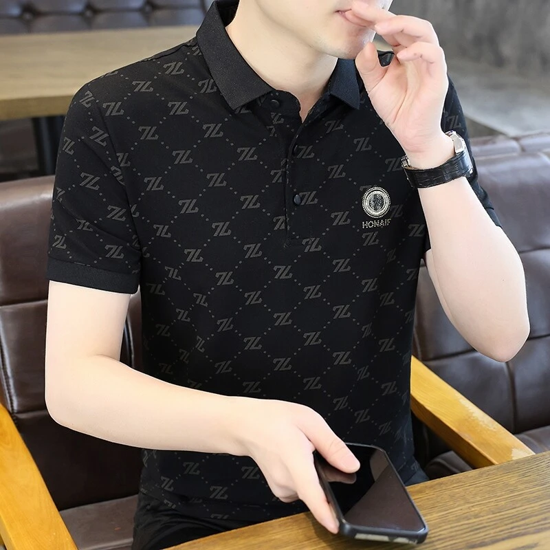 短袖polo衫男款夏季休闲欧货T恤刺绣2025新款翻领男装潮牌打底衫