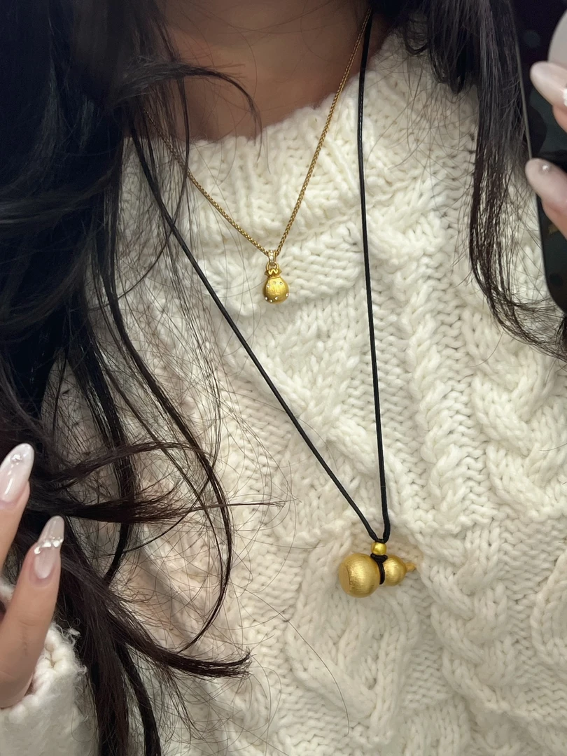 合金项链 [福禄葫芦]轻奢高定古法拉丝葫芦吊坠项链王嘉尔同款