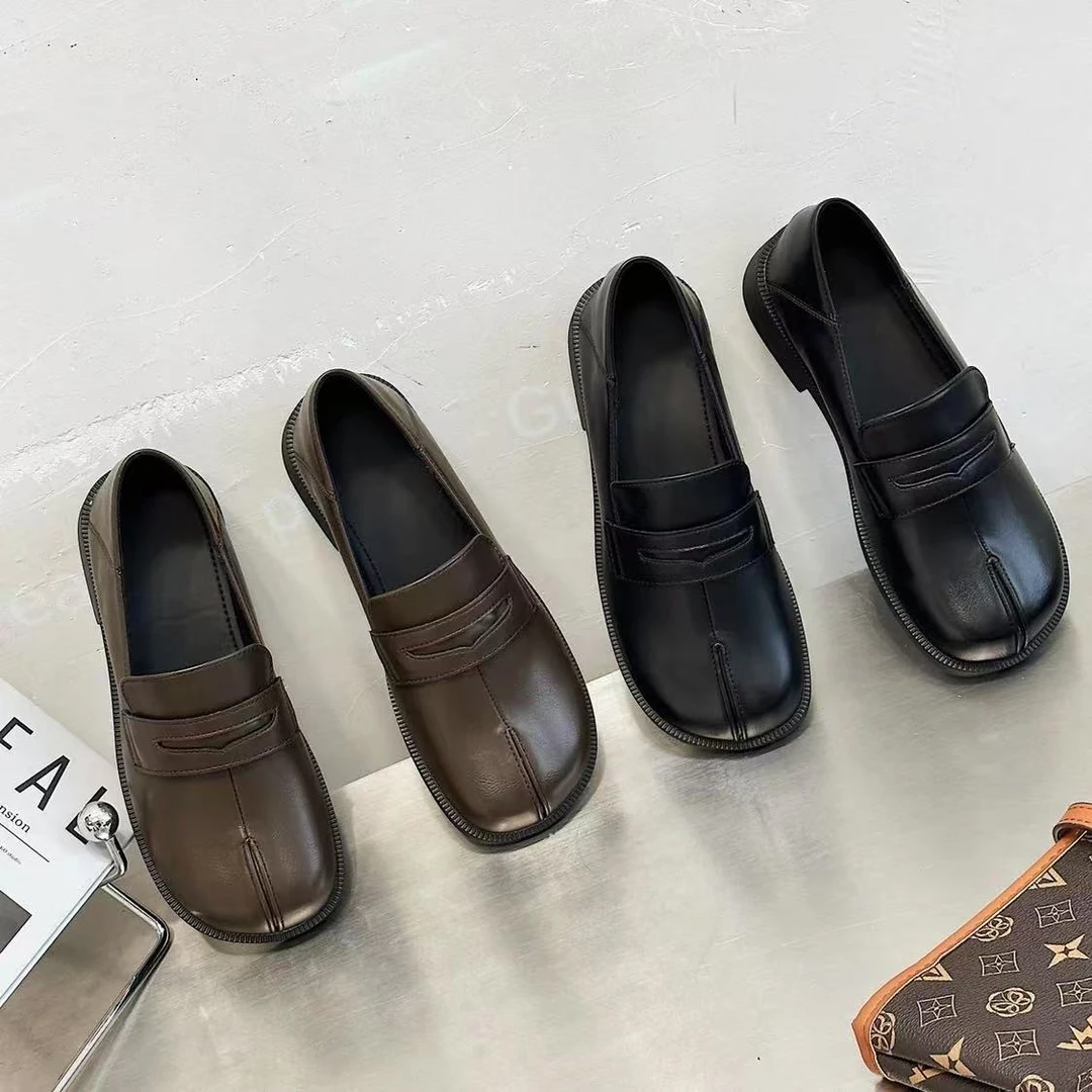 英伦风乐福鞋春秋豆豆鞋假分趾款