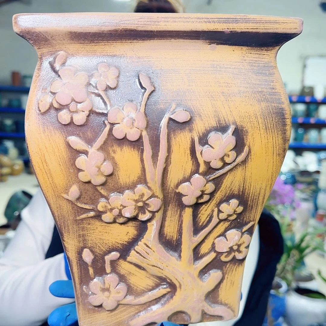 紫砂花盆高24口20