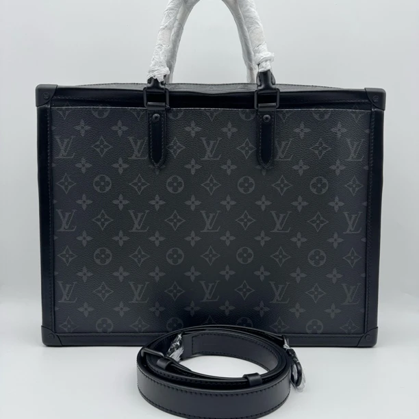99新 LouisVuitton/路易威登 98黑花Soft truk盒子手提公文包1610