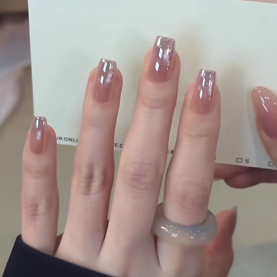 【紫凝晨露】淡紫色极光猫眼纯手工秋冬显白简约穿戴甲美甲