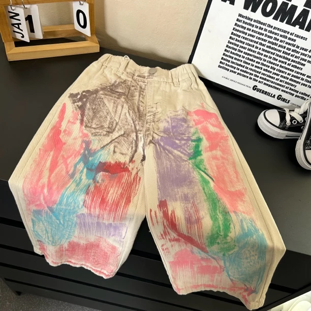 1058涂鸦牛仔裤潮流时尚男女童