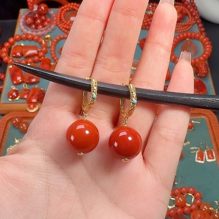 南红玛瑙银S925镶嵌14+