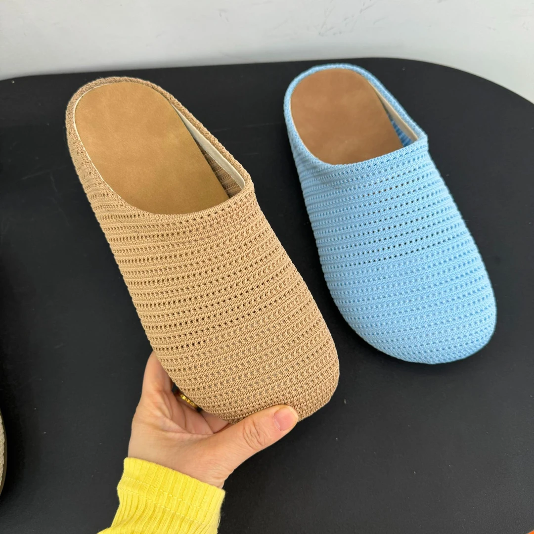 包头拖鞋女外穿2025新款一脚蹬懒人时尚凉拖鞋透气镂空鞋半拖901G