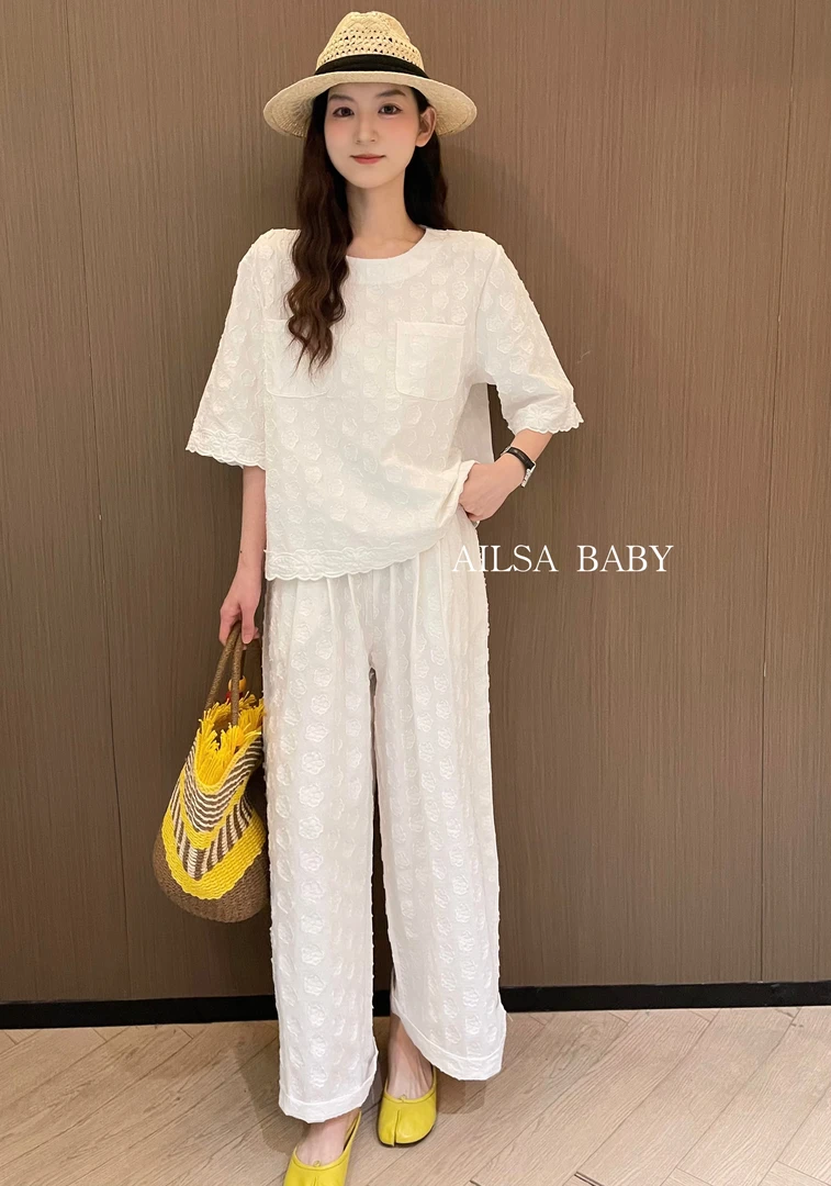 【AILSA BABY】欧货下摆花边上衣➕裤子套装/33003A