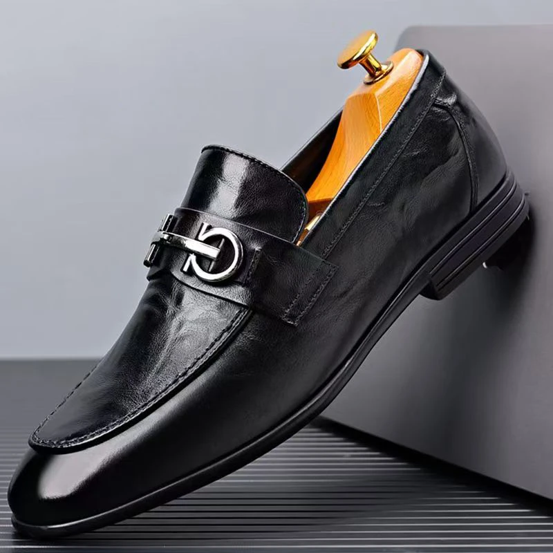鞋子男款爆款2025新款皮鞋透气德比鞋尖头一脚蹬男鞋新郎结婚鞋子