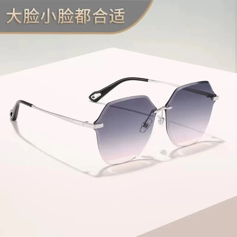 新款女士无框偏光墨镜太阳镜高科技专业网红定制潮流洋气上档次