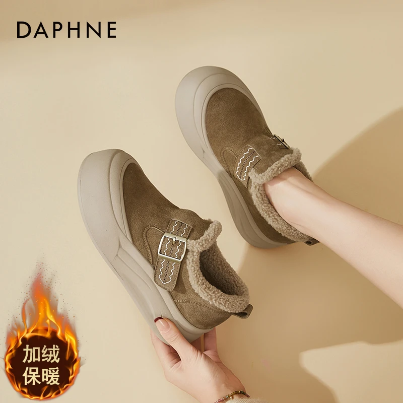 达芙妮复古棉鞋女款冬季2025新款软底勃肯鞋加绒保暖毛毛鞋雪地靴