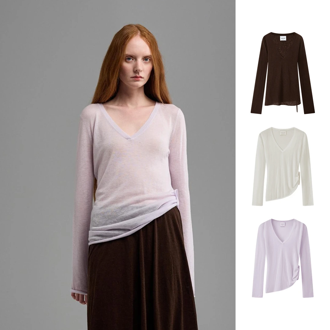 ALWOOLS设计师品牌深V修身长袖针织打底衫 DSC买手店 BY6A43021