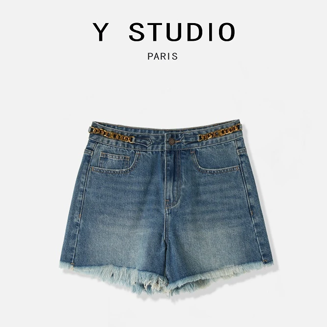 【大妮专属】【热浪牛仔】短款龙须裤小个子链条牛仔短裤BL-007