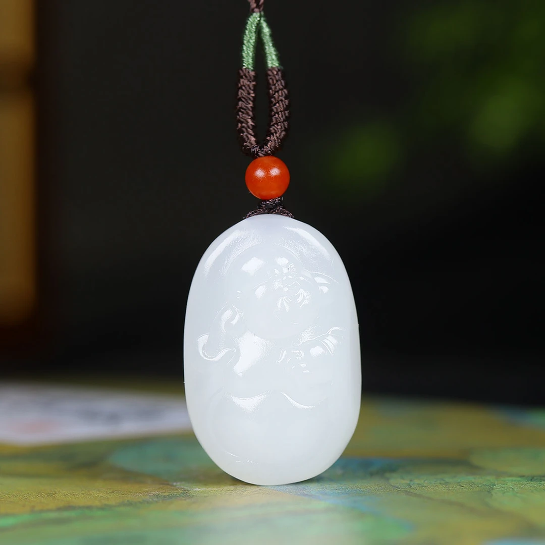 1028143和田玉白玉弥勒佛挂件