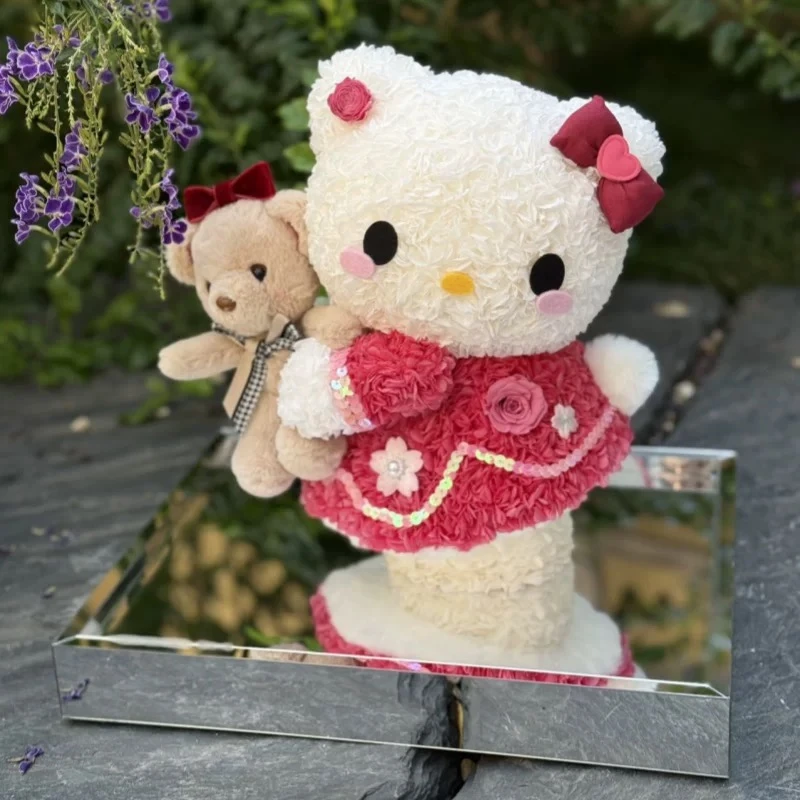 《L B D R》情人节限定玫红色超萌KT猫 hellokitty永生花情人节礼品