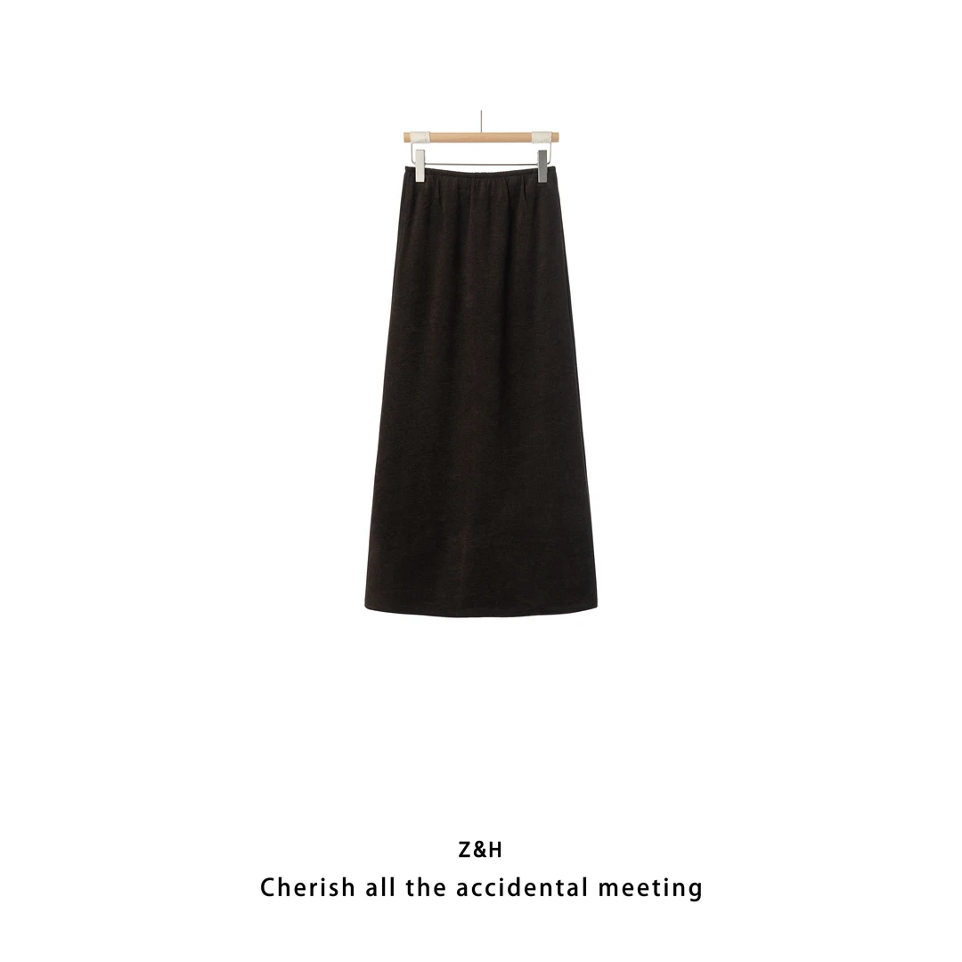 ZH【悄然心动】慵懒风女装百搭半身裙纯色