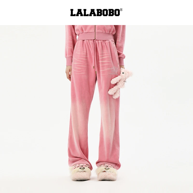 金源LALABOBO25新款小熊阔腿宽松时尚潮流休闲长裤LBEA-WXZC23
