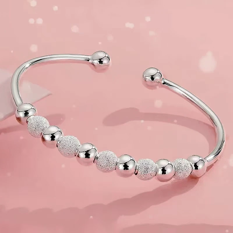 足银手镯 精品圆坠银手镯可调节（无礼盒）CL037