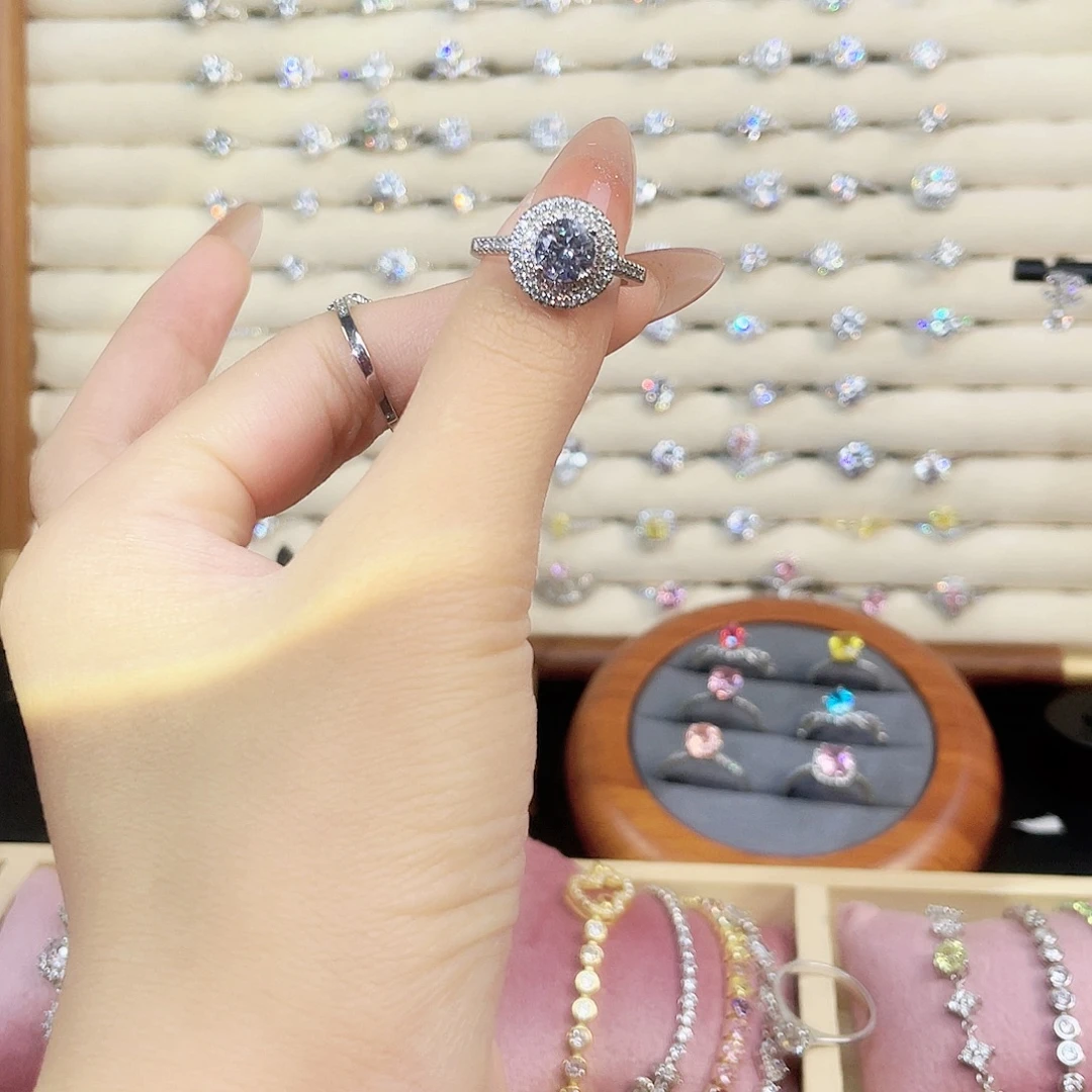 合成碳硅石925银戴妃圆包一卡14