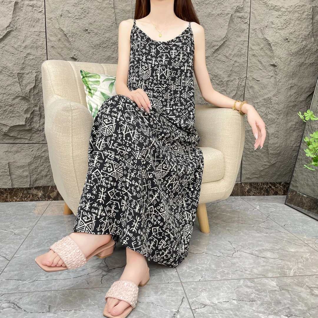 【画意亭】夏季碎花气质吊带连衣裙女宽松显瘦印花长裙女时尚