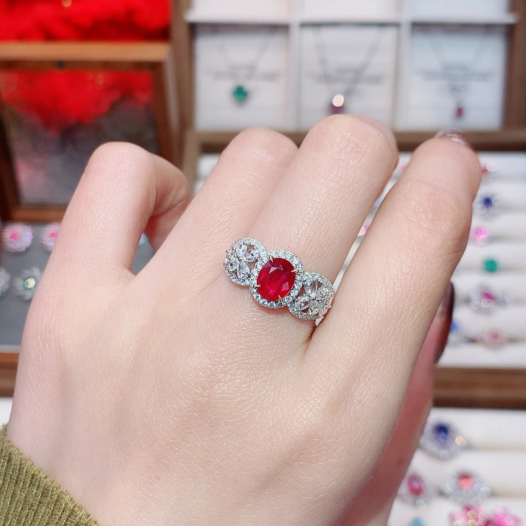 18K金镶嵌戒指红宝石1.1ct/天然宝石/七天无理由