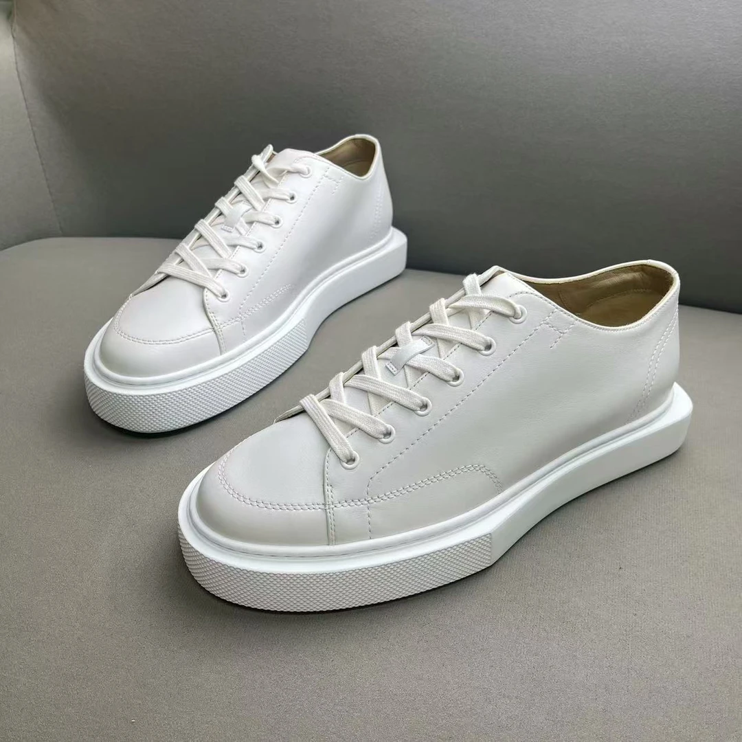 未使用 Hermes/爱马仕 白色皮面时尚百搭低帮板鞋 42码/全新