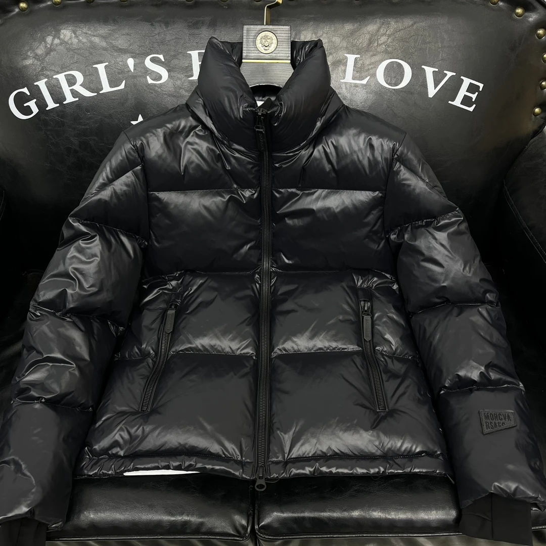 约文库费男士羽绒服冬季加厚纯色保暖男装连帽外套白鸭绒大码上衣