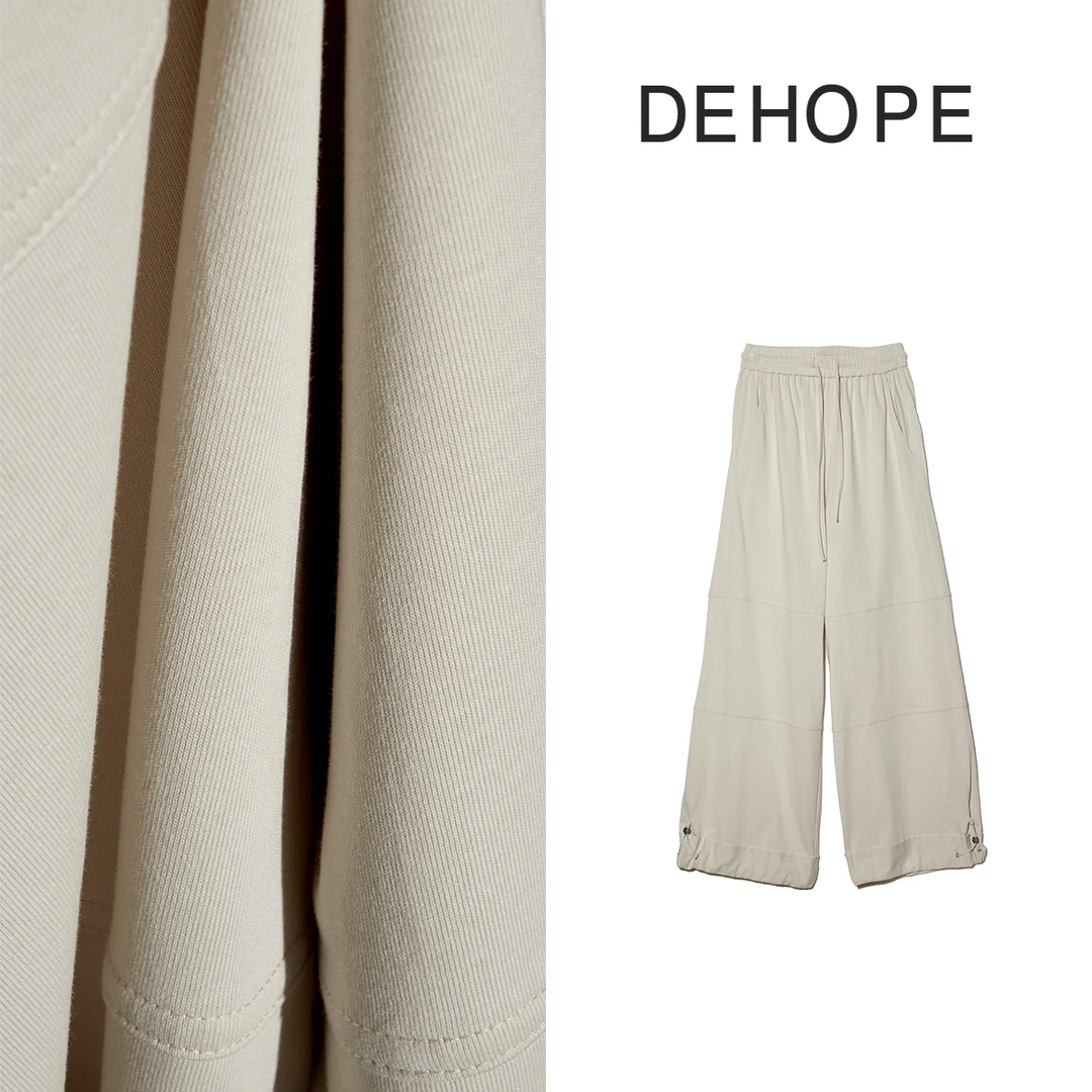 【洒脱女主】春夏新款高腰抽绳工装宽松休闲百搭针织女裤