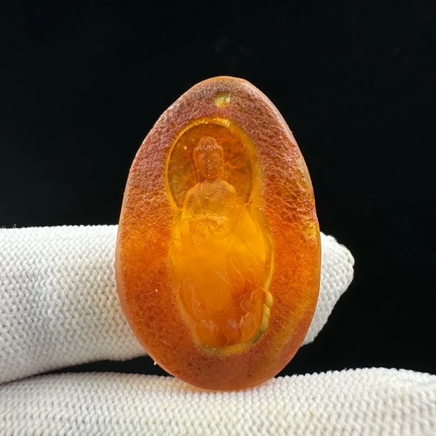 D3293【瑕疵】天然原矿蜜蜡 雕刻牌23*35*6mm支持复检假一罚十