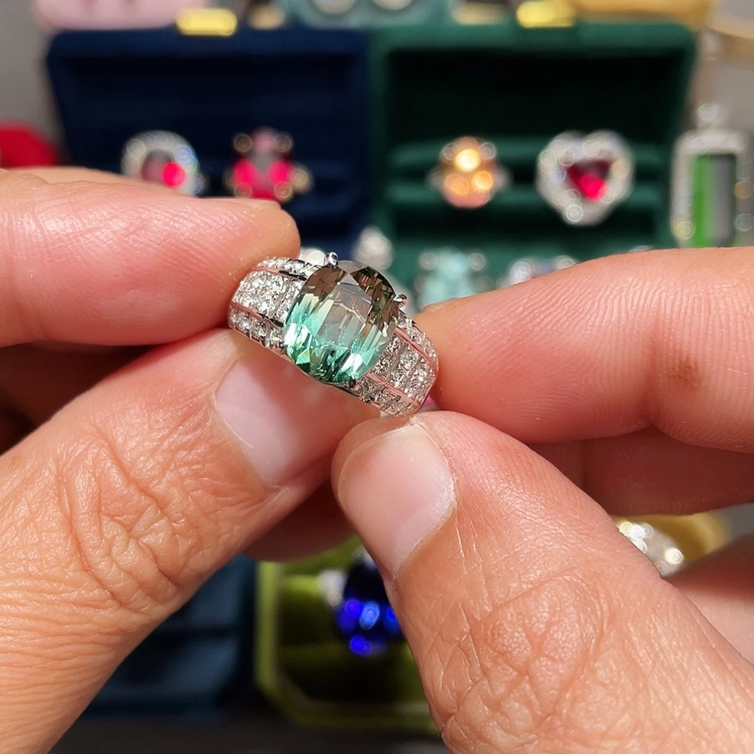 戒指碧玺18K金镶嵌6.69ct