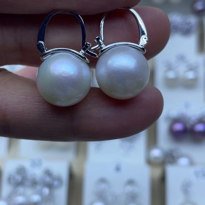 淡水珍珠耳饰银S925镶嵌