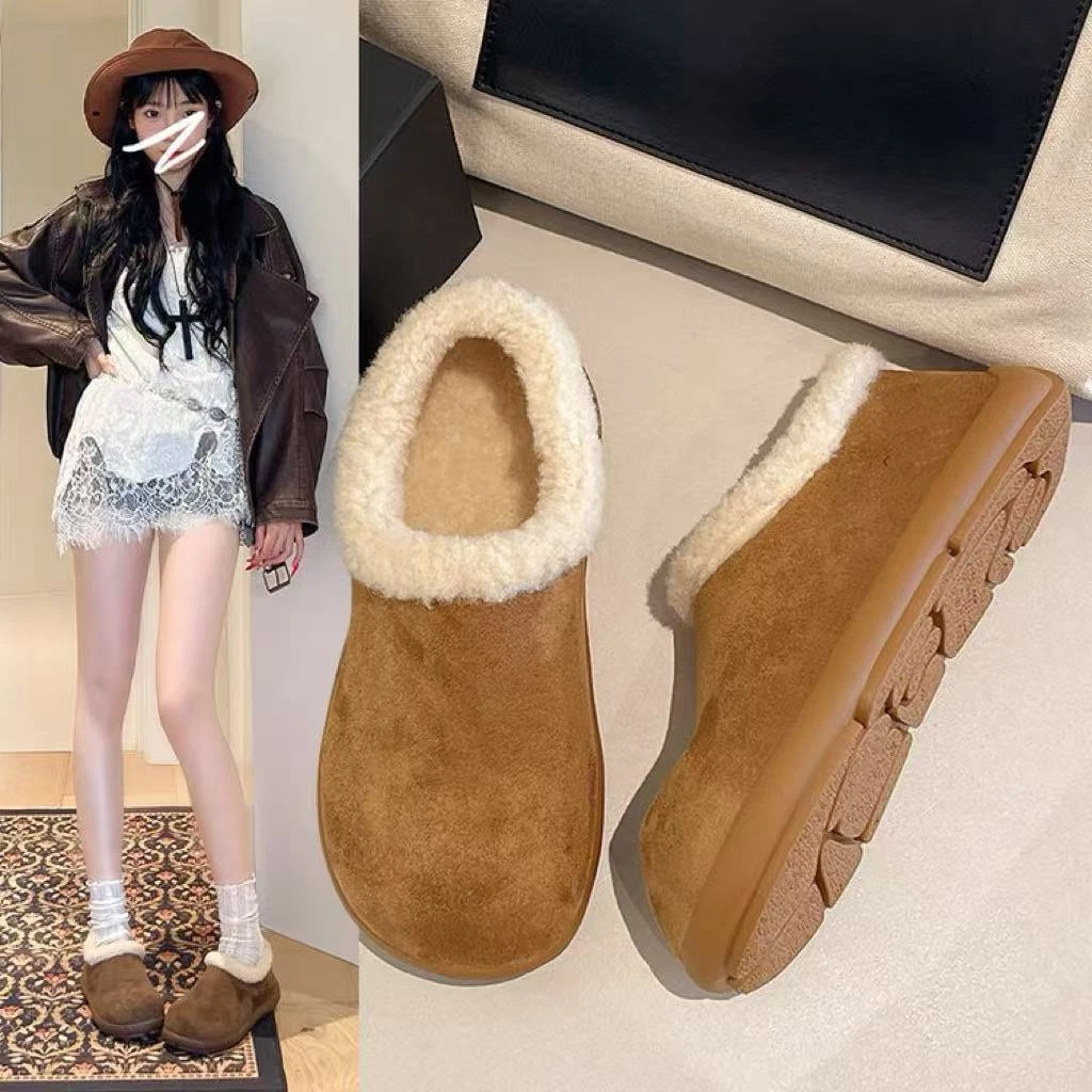 【MUXINHUI品牌】小土豆毛毛鞋女勃肯秋冬外穿一脚蹬厚底加绒656