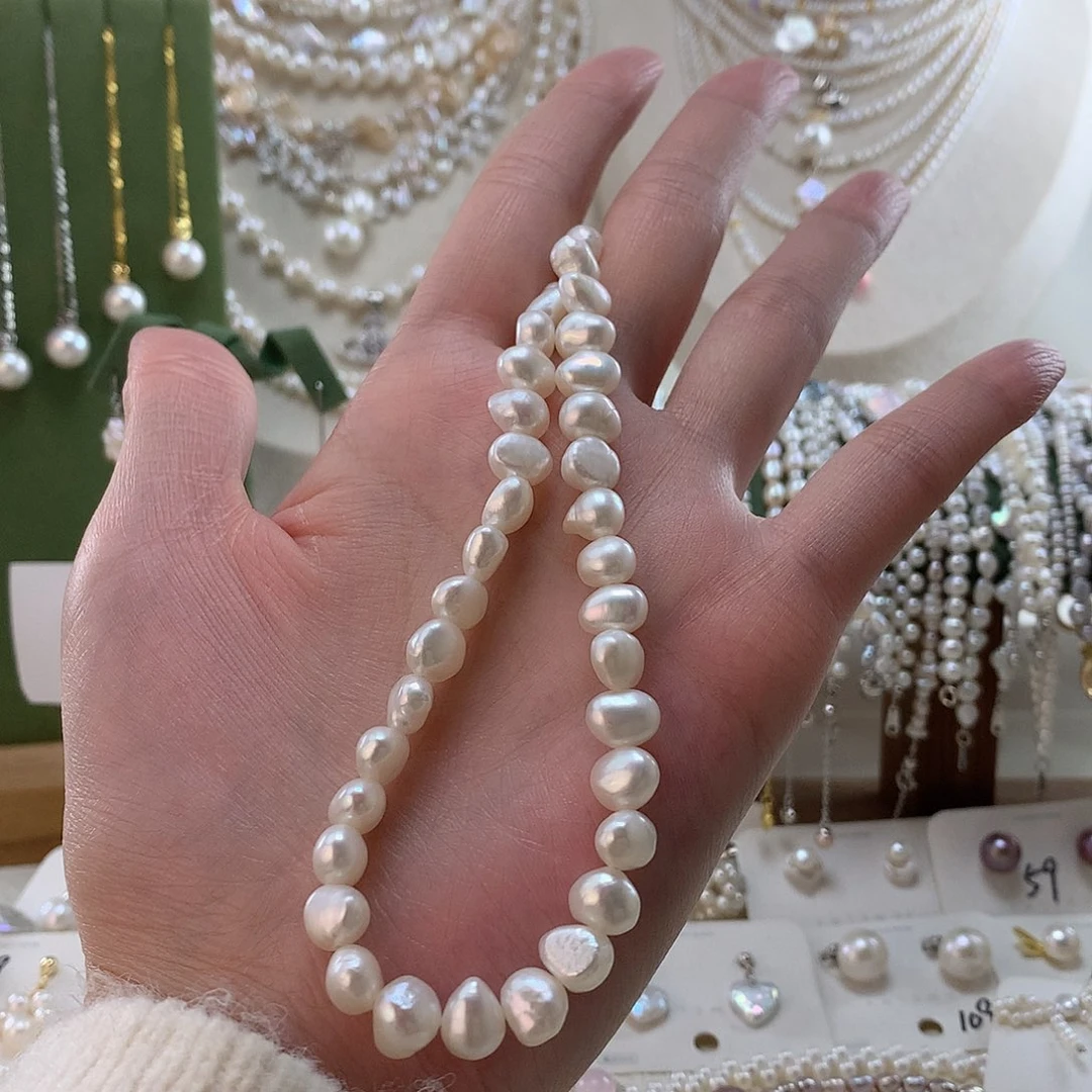 装***姨淡水珍珠银S925镶嵌颈饰