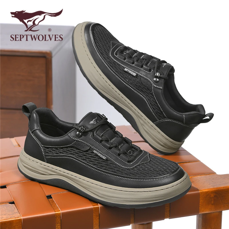 七匹狼夏季透气板鞋男士薄款网面鞋百搭男鞋户外工装鞋时尚休闲鞋