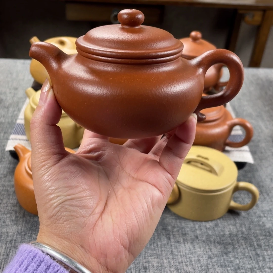 茶壶紫砂红降坡仿古全手40目210