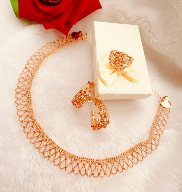 铜合金项链 parilar新款玫瑰金色锁骨链个性时尚独特三件套827