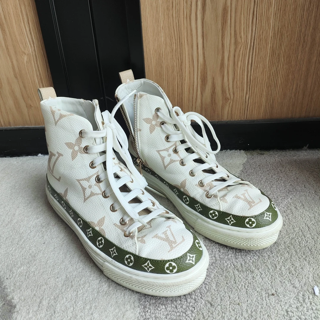 95新 LouisVuitton/路易威登 绿白拼色36码板鞋/250522JCLBD11