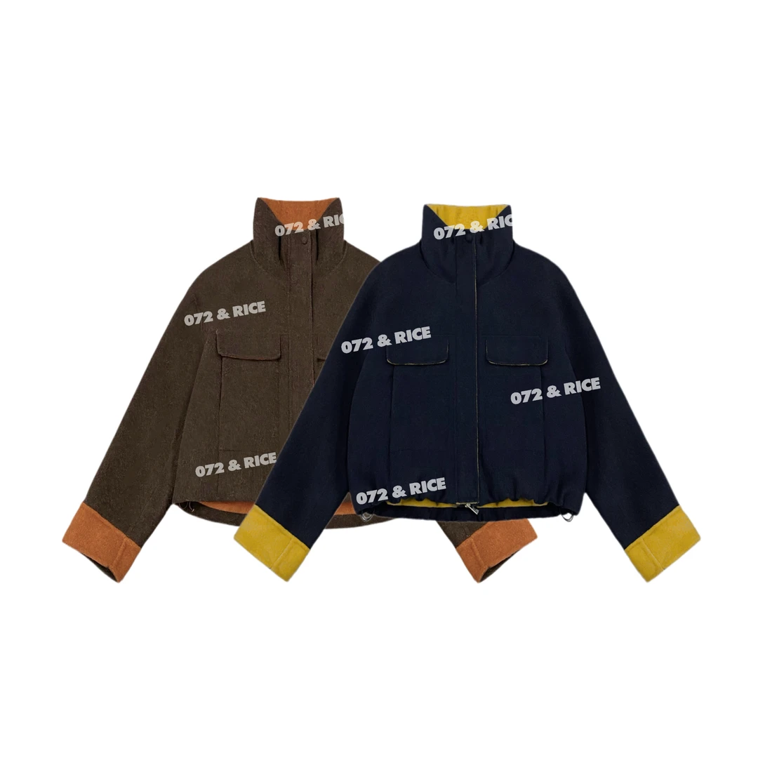 072 & RICE【那山那海】秋冬休闲立领拉链长袖白鹅绒服 N-32JS01