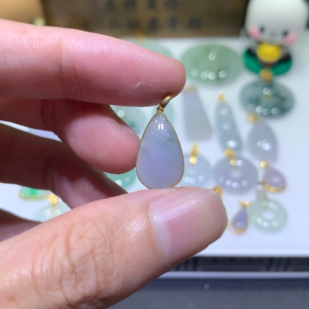 翡翠18K金镶嵌吊坠(不含链)