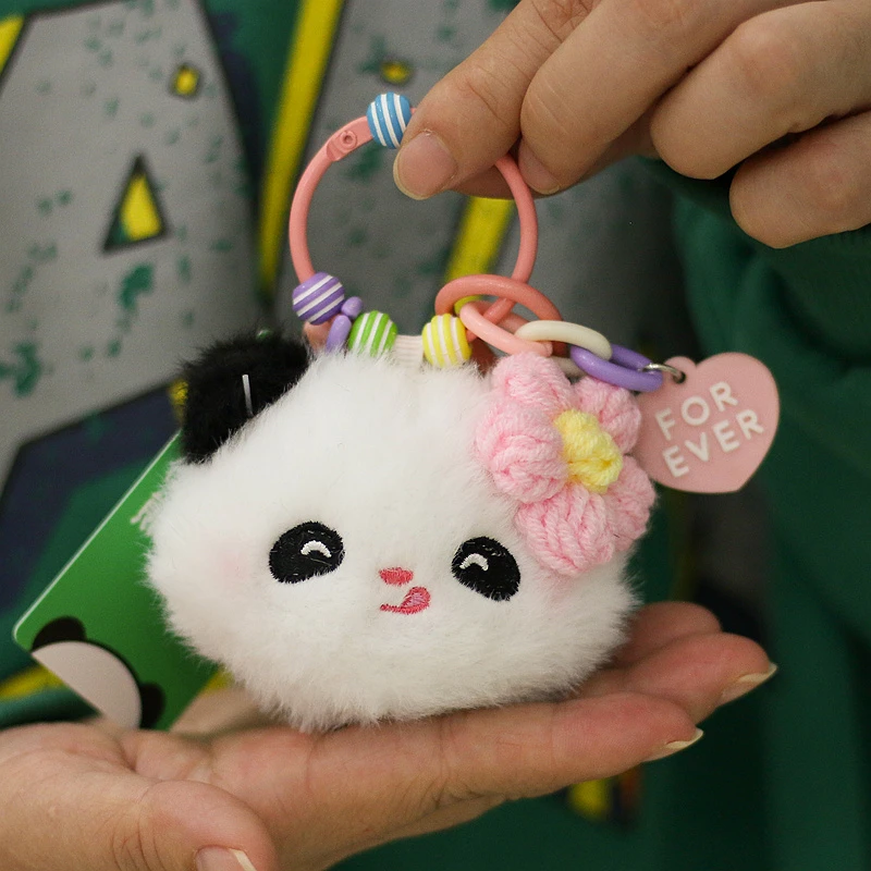 正版熊猫头毛绒玩具书包挂饰公仔背包小挂件玩偶成都基地同款