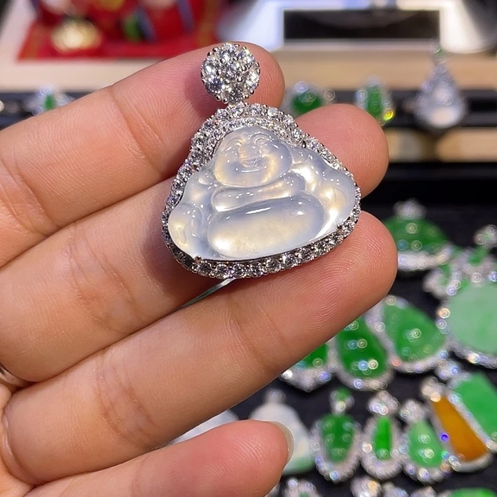 翡翠银S925镶嵌吊坠(不含链)