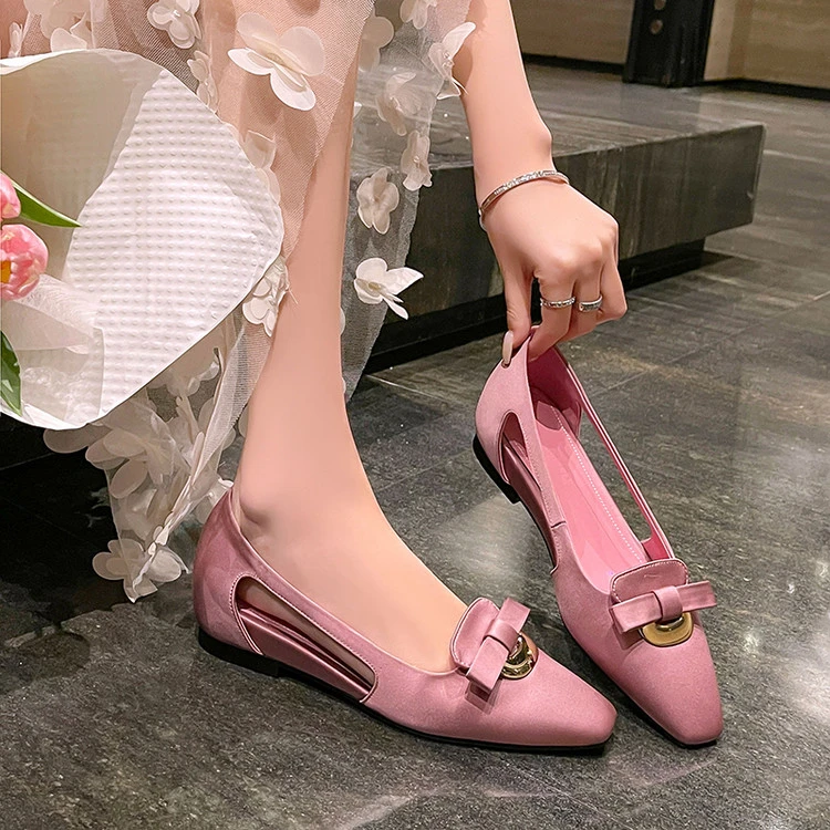 迷上&S965时装凉鞋2025年夏季韩版坡跟浅口纯色真皮女鞋夏季