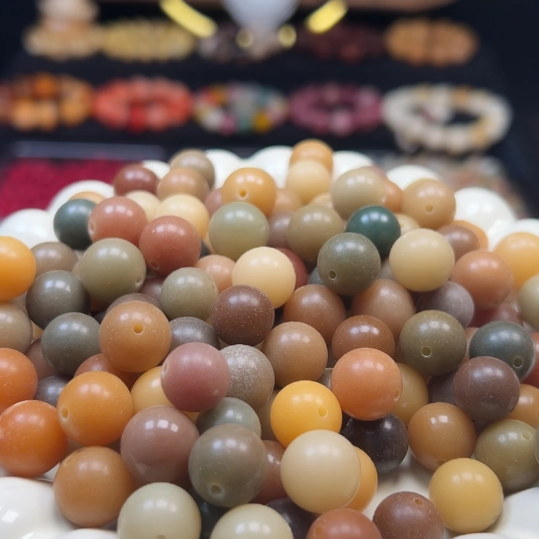 菩提根/象牙果手串微瑕卡12/13左右唐三彩圆1000颗