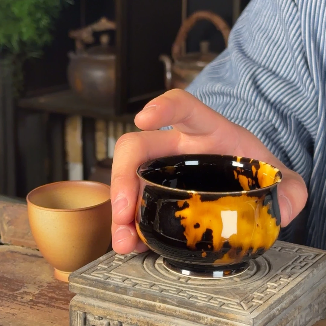 平阳窑手作玳瑁釉禅定杯