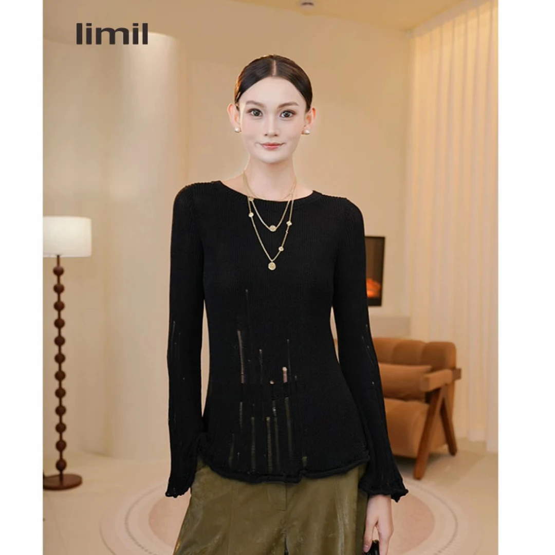 limil/丽米儿秋冬新款高级质感衬衣设计长袖针织衫938042