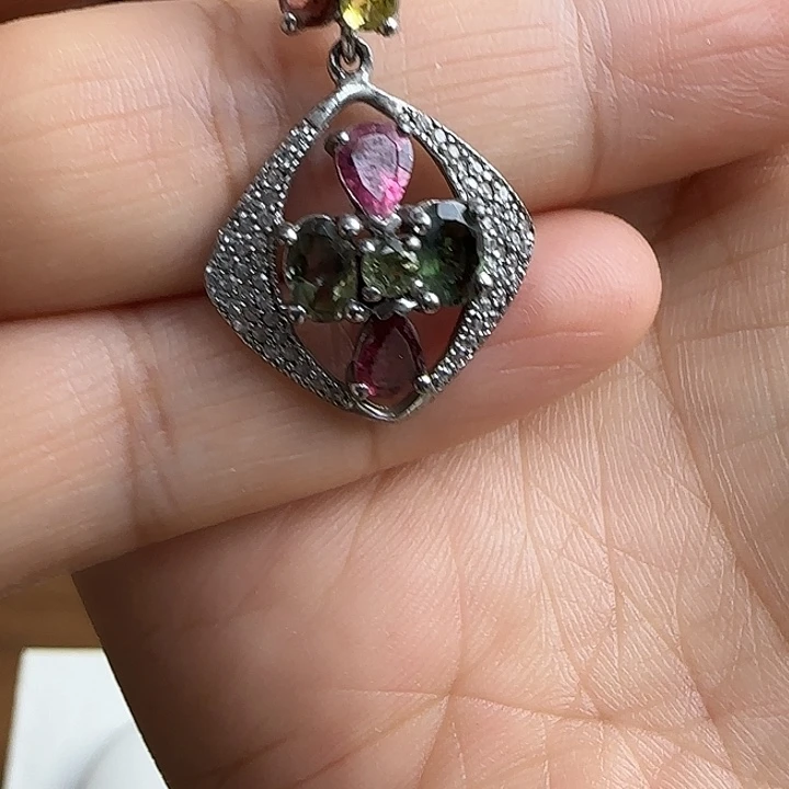 颈饰紫晶银S925镶嵌吊坠