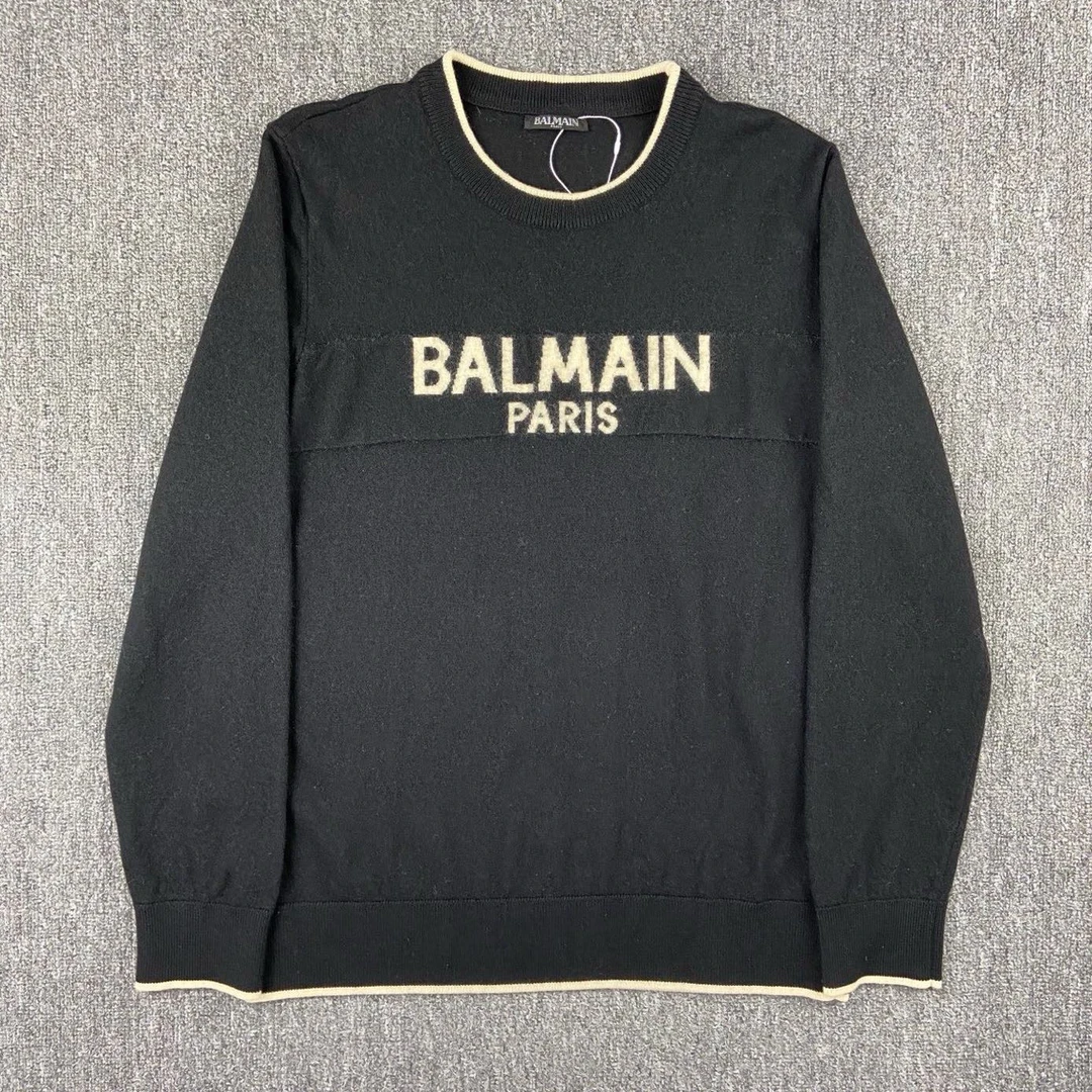 99新 BALMAIN/巴尔曼 2508324/XXL/Logo字母提花圆领针织长袖