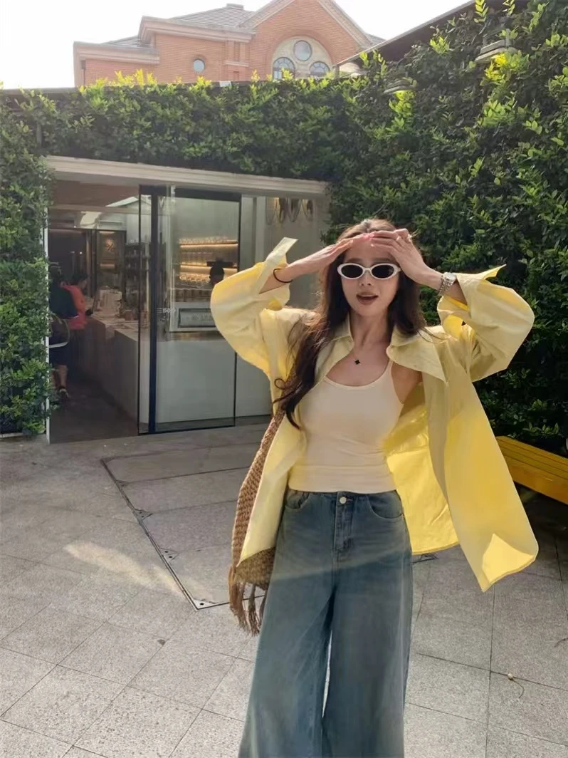 大琴家DQ百搭长袖慵懒风衬衫外套#9917