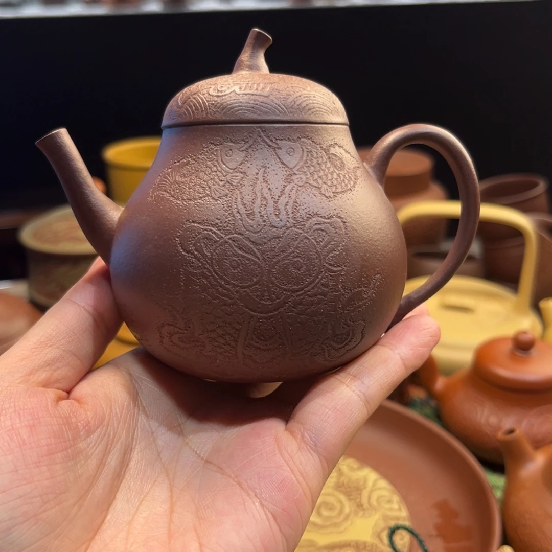 茶杯紫砂紫泥梨180cc富贵有余
