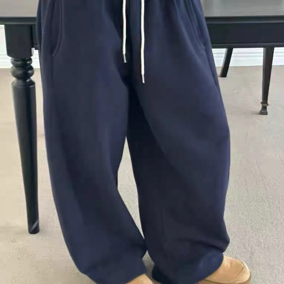 小个子弯刀运动卫裤宽松直筒显瘦休闲阔腿香蕉裤