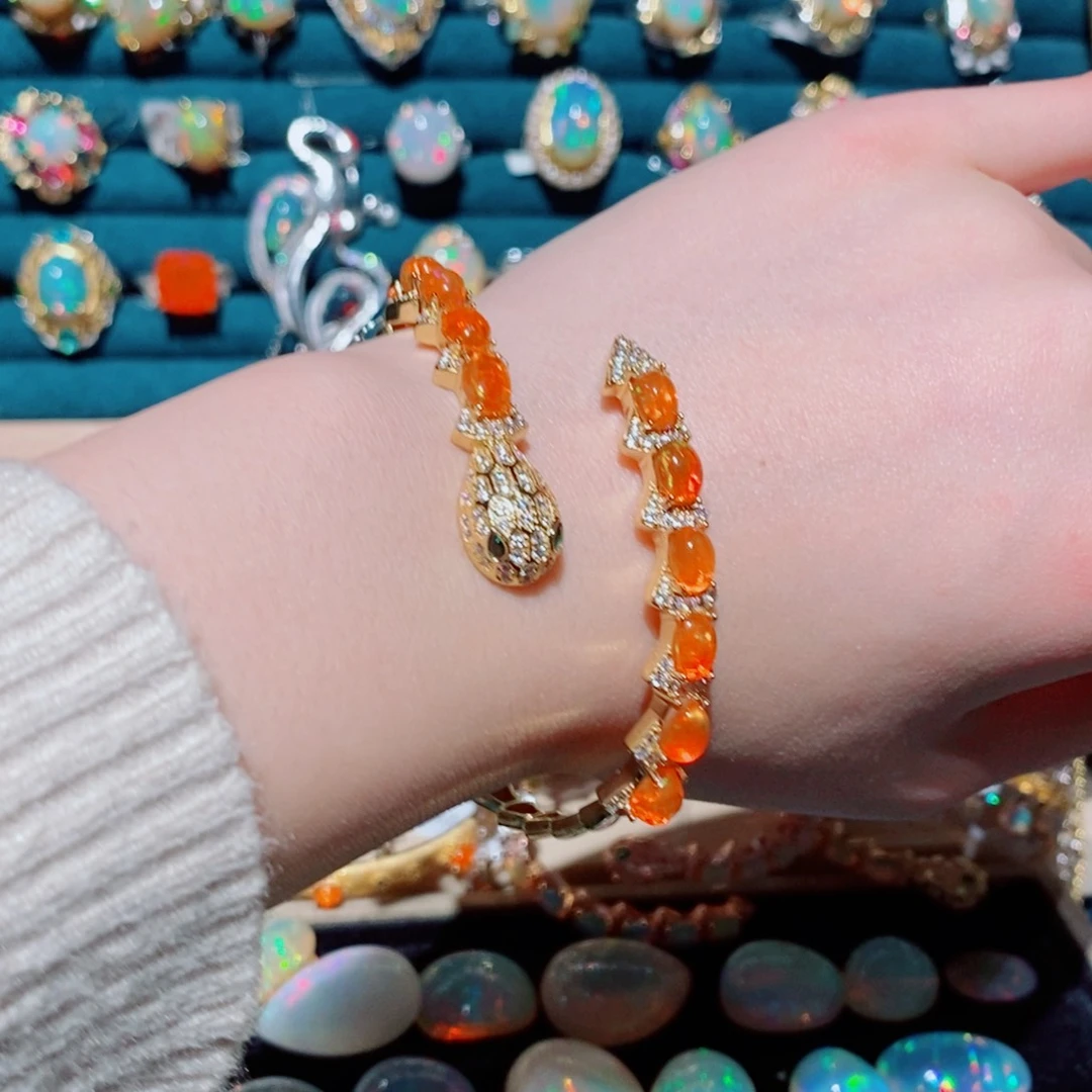 欧泊欧泊手镯银S925镶嵌